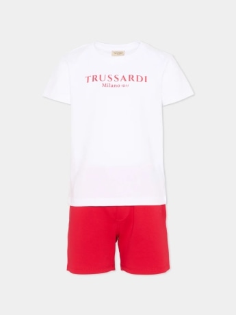 Trussardi set rosso bambino logo lettering