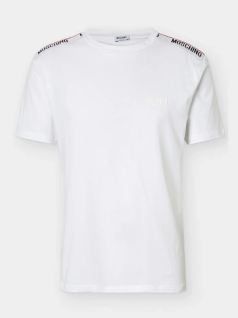 Moschino tshirt bianca uomo bande con logo