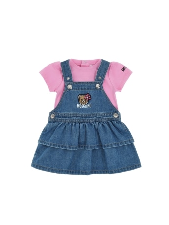 Moschino set in denim neonata mini logo