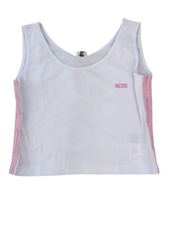 Gcds canotta bianca bambina logo sul lato