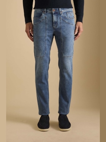 Jeckerson pantalone in denim uomo logo sul retro