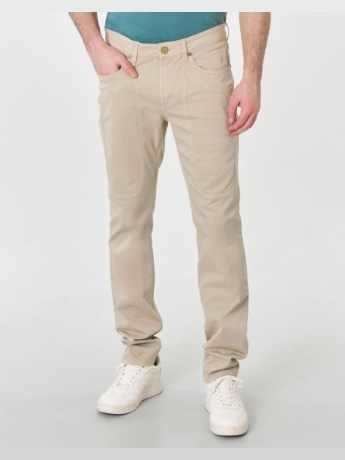 Jeckerson pantalone beige uomo logo sul retro
