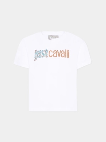 Just Cavalli tshirt bianca bambina con strass