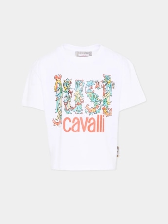 Just Cavalli tshirt bianca bambina maxi logo