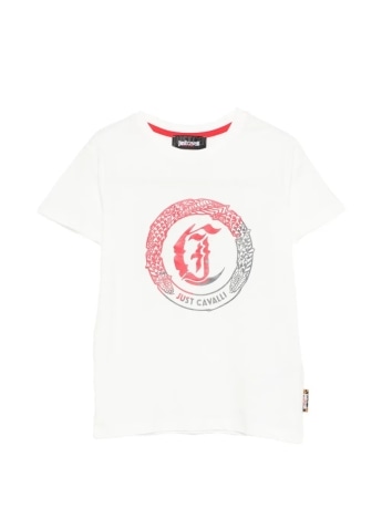 Just Cavalli tshirt bianca bambino maxi logo