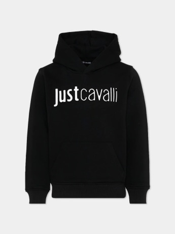 Just Cavalli felpa nera bambino logo sul davanti