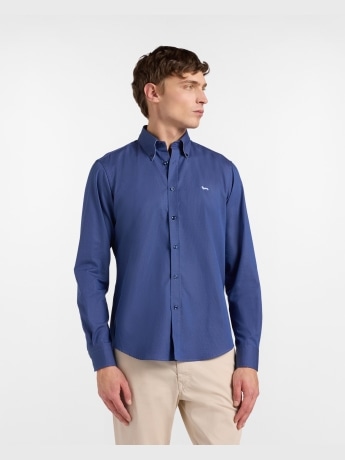 Harmont&blaine camicia blu uomo mini logo