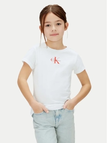 Calvin Klein tshirt bianca bambina mini logo