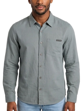 Calvin Klein camicia olive grey uomo mini logo