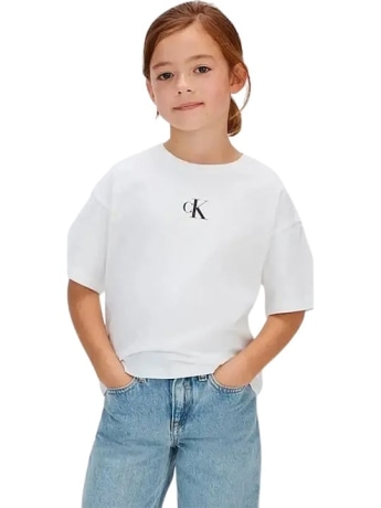 Calvin Klein tshirt bianca bambina mini logo