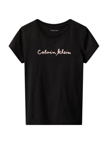 Calvin Klein tshirt nera bambina logo lettering