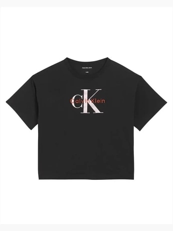 Calvin Klein tshirt nera bambina maxi logo