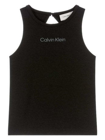Calvin Klein canotta nera bambina mini logo