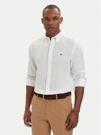 Tommy Hilfiger camicia bianca uomo mini logo