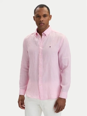 Tommy Hilfiger camicia rosa uomo mini logo