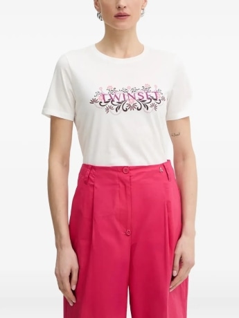 Twinset tshirt bianca donna logo sul davanti
