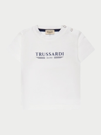 Trussardi tshirt bianca bambino logo lettering