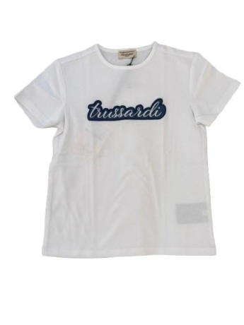 Trussardi tshirt bianca neonato logo sul davanti