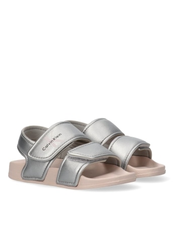 Calvin Klein scarpe argento bambina mini logo