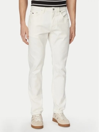 Tommy Jeans pantalone in denim bianco uomo logo sul retro