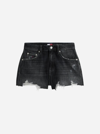 Tommy Jeans shorts in denim nero donna logo sul retro