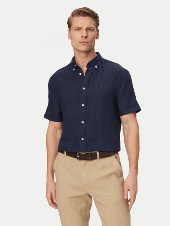 Tommy Hilfiger camicia blu scuro uomo mini logo