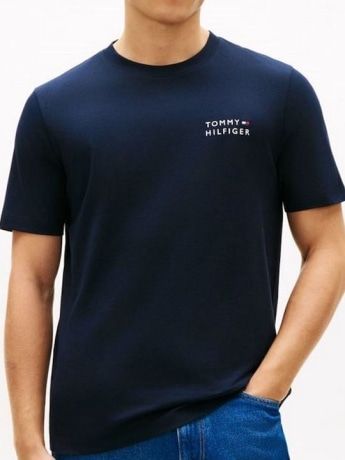 Tommy Hilfiger tshirt blu navy uomo maxi logo sul retro