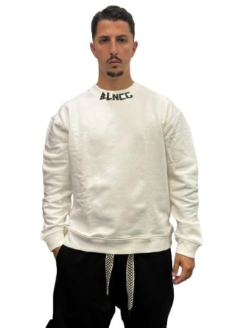 Blncg felpa crema uomo con logo