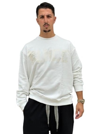 Blncg felpa crema uomo maxi logo