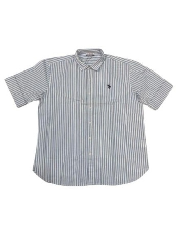 U.s. Polo camicia celeste uomo a righe mini logo