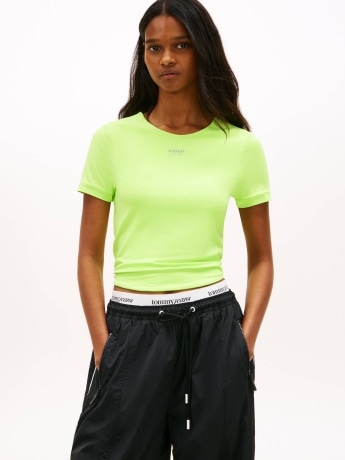 Tommy Jeans tshirt lime donna mini logo
