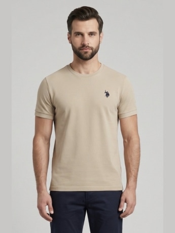 U.s. Polo tshirt beige uomo mini logo