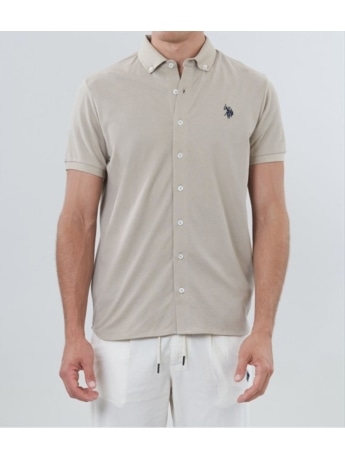 U.s. Polo camicia polo crema uomo mini logo