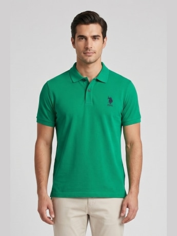U.s. Polo polo verde uomo con logo