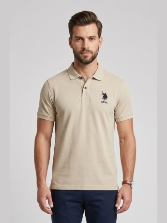 U.s. Polo polo crema uomo con logo