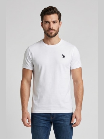 U.s. Polo tshirt bianca uomo con logo