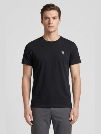 U.s. Polo tshirt nera uomo con logo