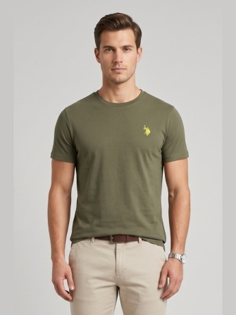 U.s. Polo tshirt verde militare uomo con logo