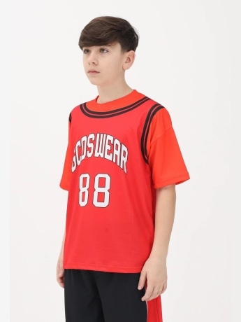 Gcds tshirt rossa bambino unisex maxi logo