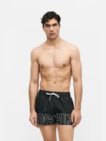 Moschino costume nero uomo maxi logo sul davanti