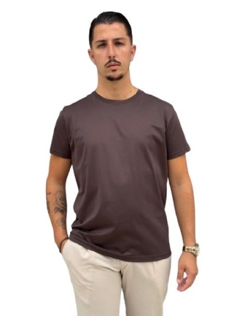 Kaufmann tshirt marrone uomo in filo di scozia