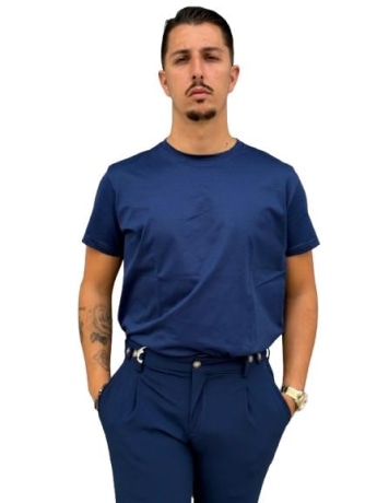 Kaufmann tshirt blu uomo in filo di scozia