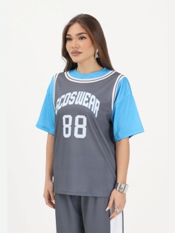 Gcds tshirt grigio chiaro bambina maxi logo