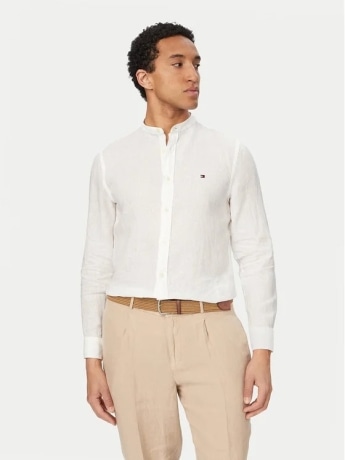 Tommy Hilfiger camicia bianca uomo mini logo