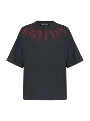 Palm Angels tshirt nera uomo maxi logo a contrasto