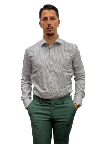 Kaufmann camicia blu uomo a righe in cotone