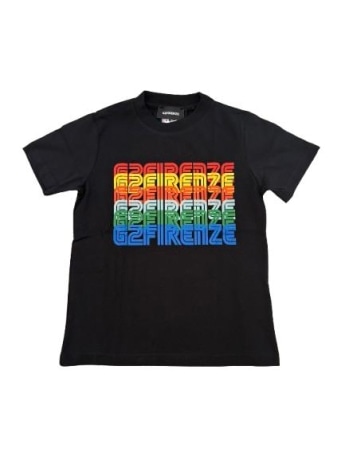 G2firenze tshirt nera bambino maxi logo multicolor