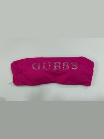 Guess costume fucsia donna a fascia logo con strass