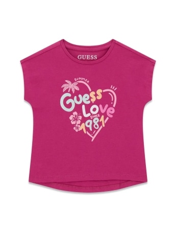 Guess tshirt fucsia bambina maxi logo