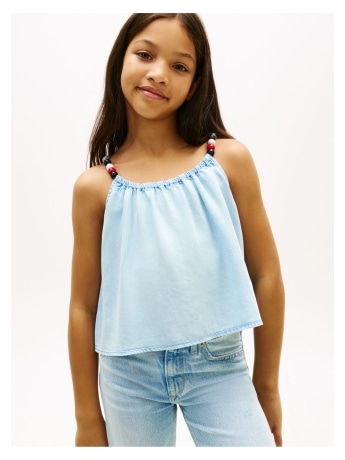Tommy Hilfiger canotta celeste bambina mini logo